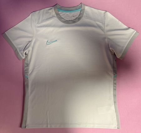 T-Shirt de sport Nike – Gris clair / Bleu turquoise – L