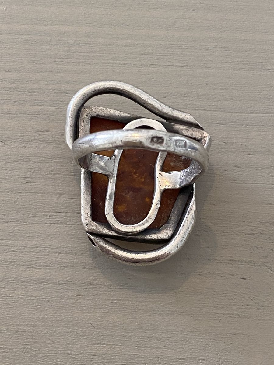 Anelli: Unisex Ring Bernstein Silber – Usato da Birr venduto da Vintage-Liebhaber 3