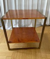 Vintage Beistelltisch Wurzelholz Messing 70er Jahre