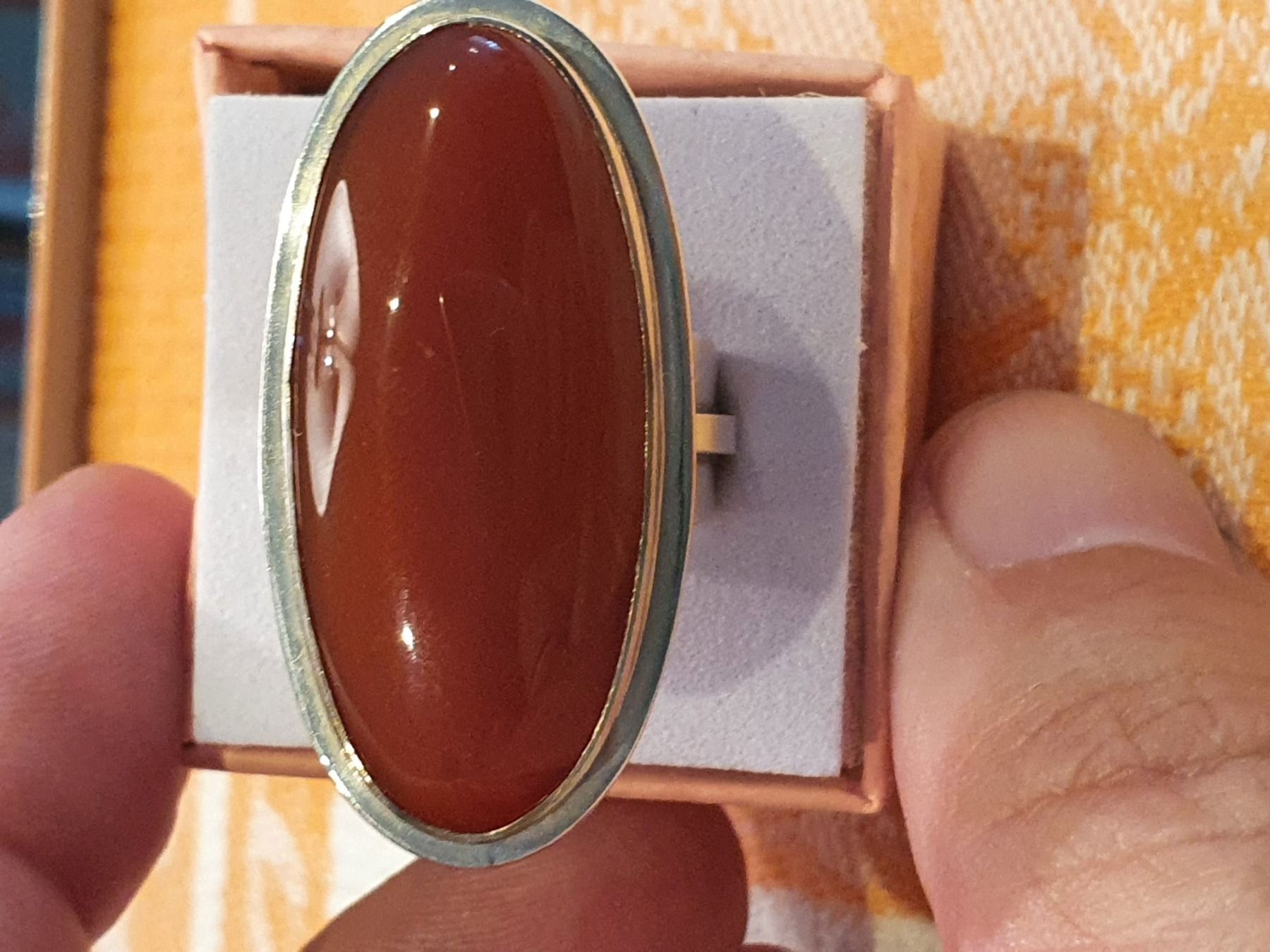 Ringe: Opulenter 925 Silber Ring besetzt mit grossem Karneol – Gebraucht aus Wohlen AG von palmsprings