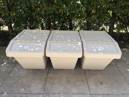 3x IKEA SORTERA 60L Sortierbehälter mit Deckel – Beige