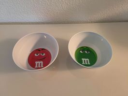 2 M&M's Müesli-Schüsseln Red & Green - neuwertig