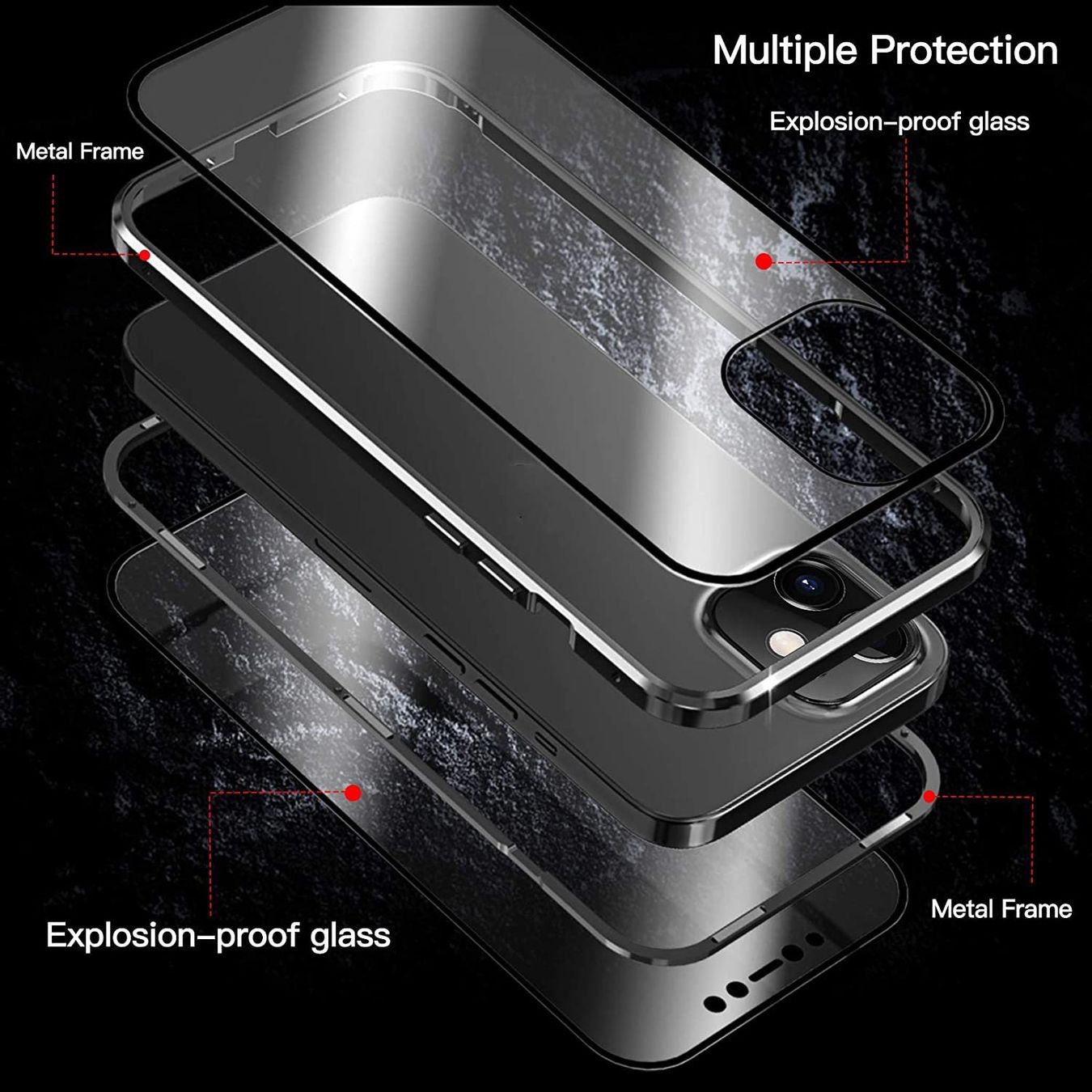 Cover & Protezioni schermo: IPHONE 12/12 pro  - étui magnétique antiespion double verre – Nuovo e nell'imballaggio originale da Morges venduto da DigiAC 2