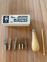 Linolschneidset mit 6 Linolschneidmesser und Holzgriff