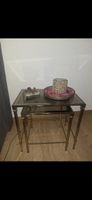 Beistelltische Messing Glas Rauchglas 2er Set guter Zustand