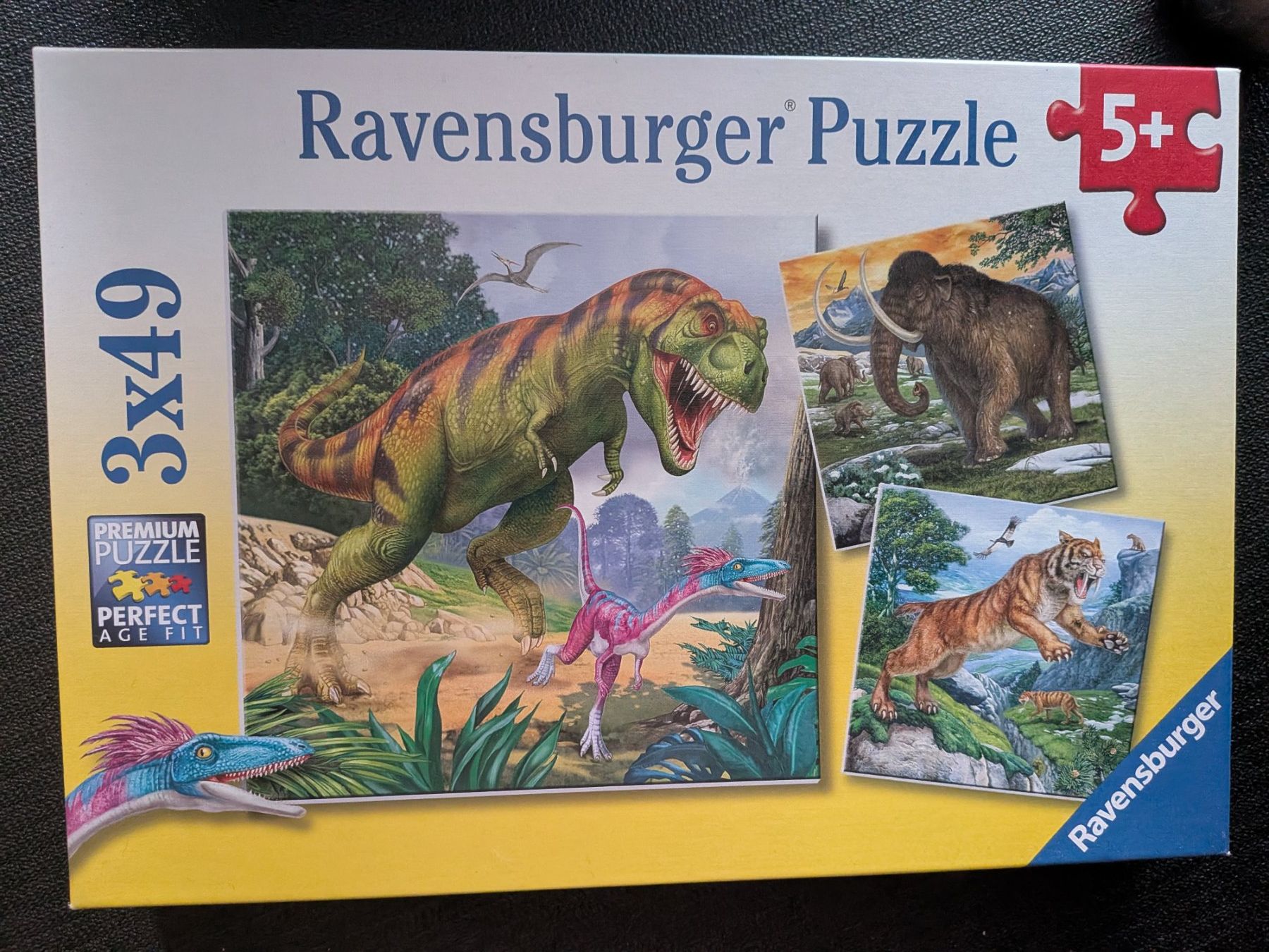 Ravensburger Puzzle: Ravensburger Puzzle 3x49 Dinosaurier & Mammuts – Usato da Zürich venduto da vdenisa1