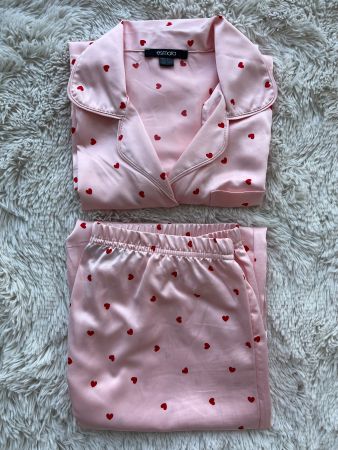 💗ESMARA💗 Herzen Muster Satin-Pyjama Schlafanzug M 40/42