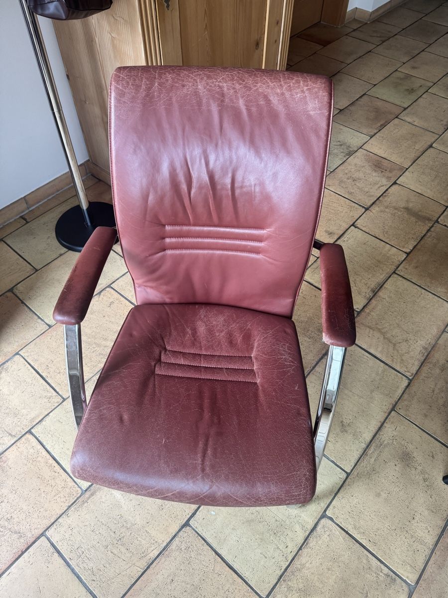 Sessel: Leather armchair brown chrome frame  – Gebraucht aus Seuzach von Wolf936 1