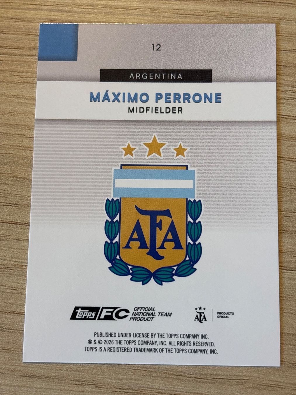 Topps Carte collezionabili: Topps Argentina Team Set 25/26 Maximo Perrone – Nuovo (secondo la descrizione) da Zürich venduto da BVBWINNER 1