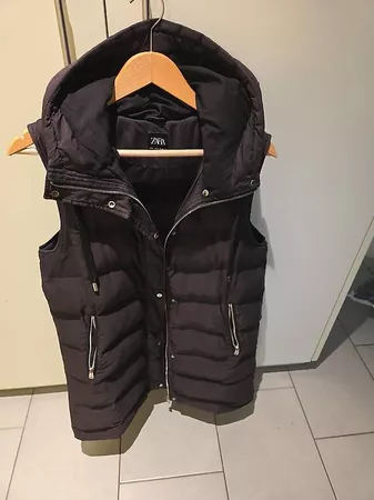 Zara lange Weste mit Kapuze  Schwarz - Grösse S