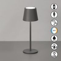 LED Aussen Tischleuchte, Grau 28 cm Höhe