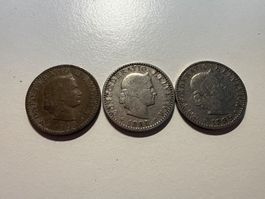 Schweizer Münzen 20Rp. 1883/1884/1885