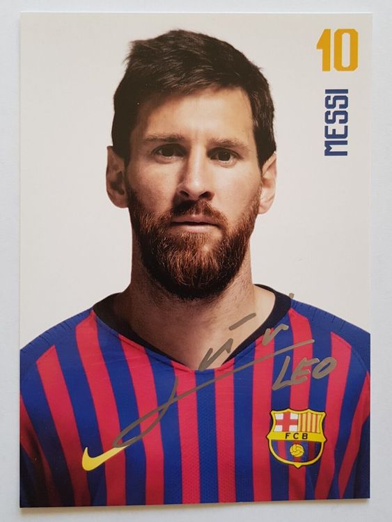 WIN FC Lionel Messi Fußball-Foto A4 - Digital Signiert, Im Schwarzen Rahmen, Für Wand Oder Tisch
