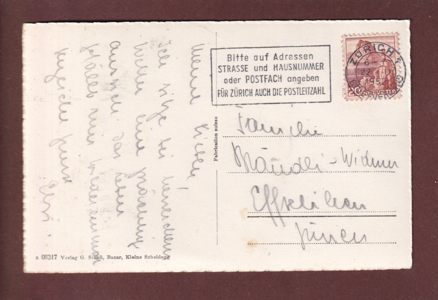 Cartoline postali: KLEINE SCHEIDEGG - Bahn - 1952 – Usato da Pully venduto da nicecards 1