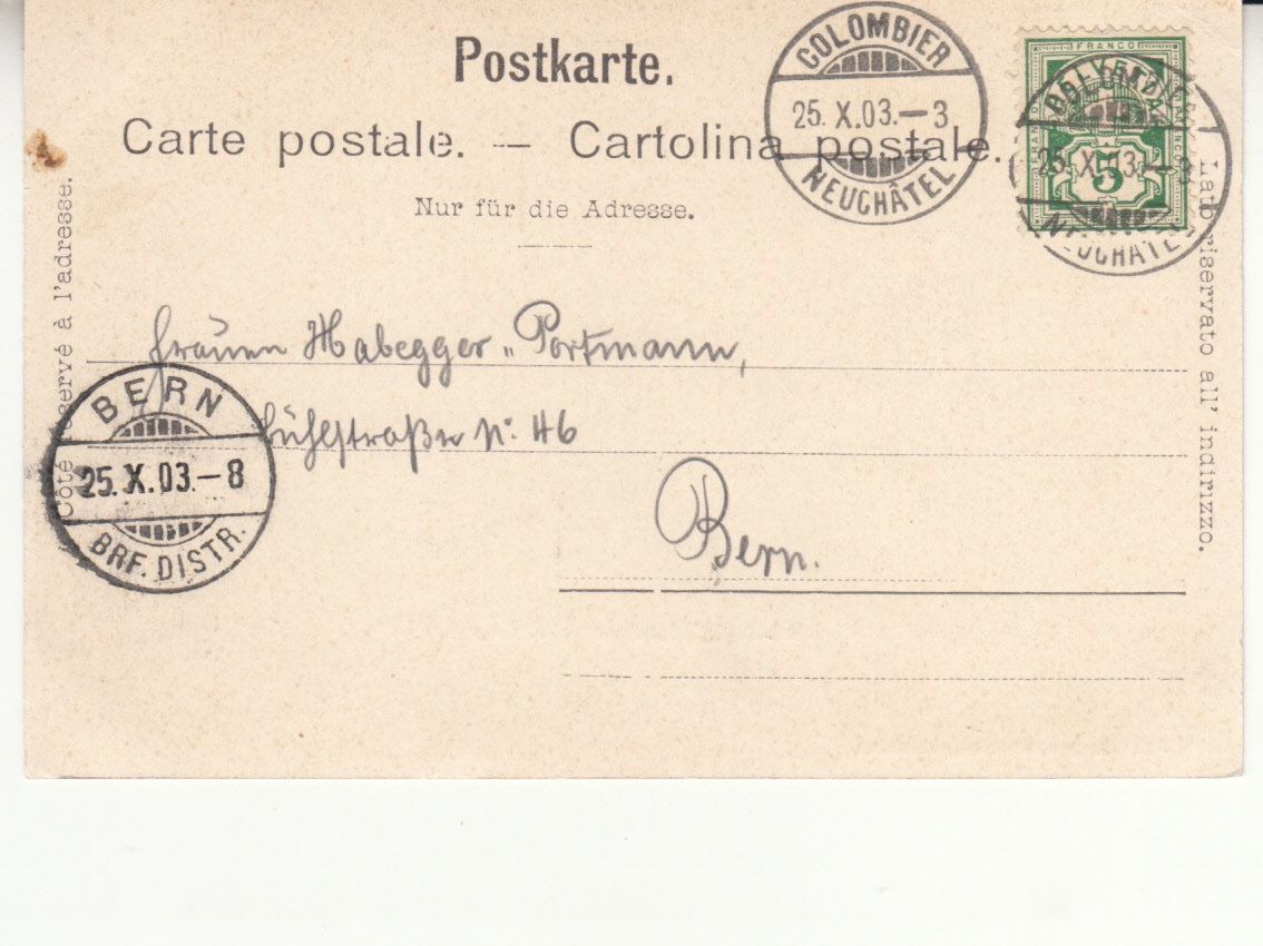 Cartoline postali: Colombier 1903 – Usato da Bürglen TG venduto da StampGraf 1