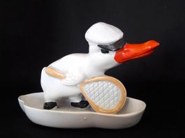 canard tennisman céramique 1920 1930 Ente Tennis 11 x 9 cm