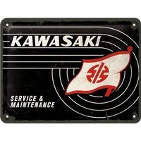 Blechschild 3D-KAWASAKI-SERVICE&MAINTEAN-15x20XCM