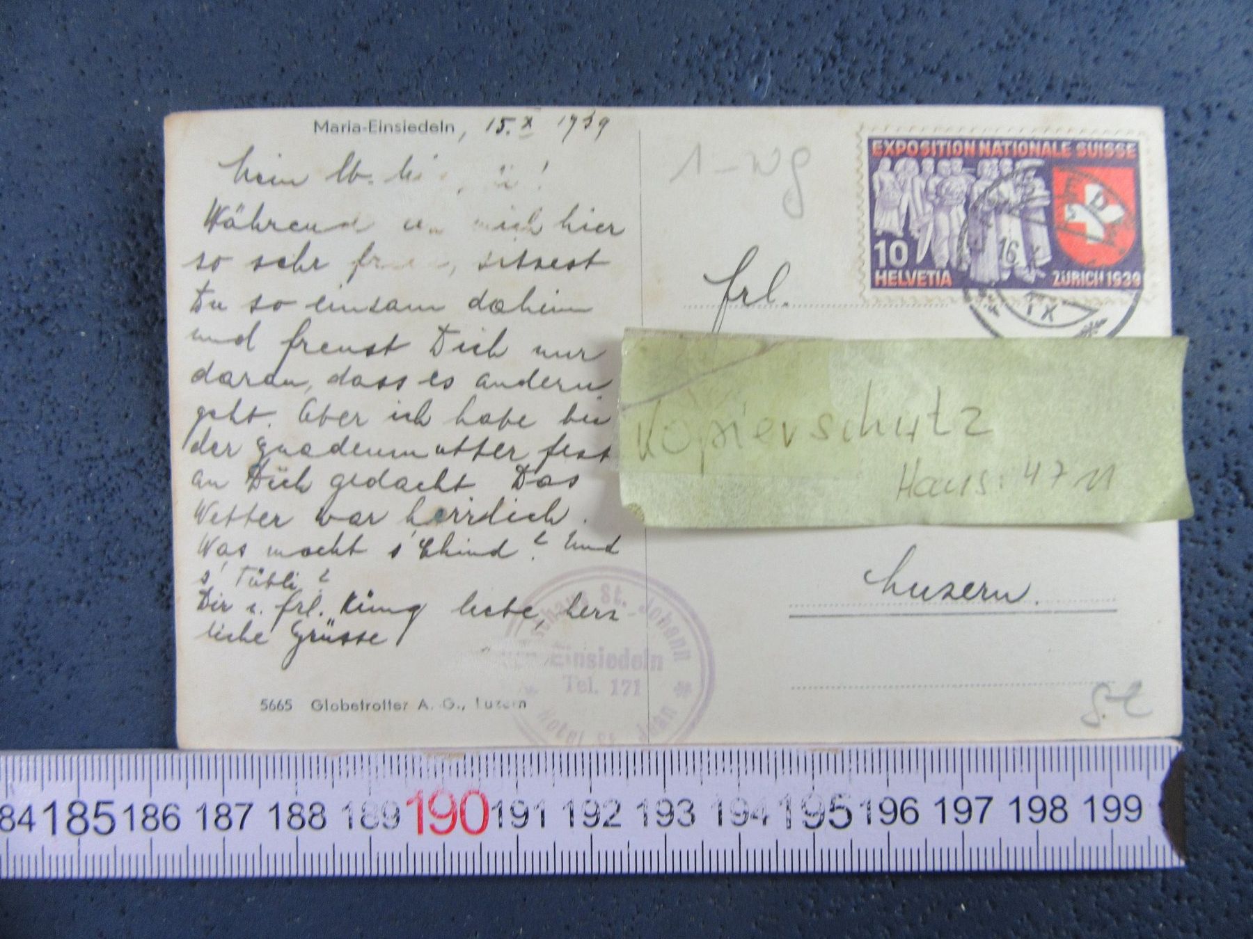 Ansichtskarten: EINSIEDELN 1939 MIT SCHWARZER MADONNA BUGS – Gebraucht aus Ettingen von Hausi4711 1