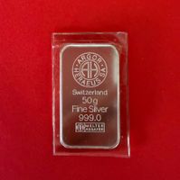 Silberbarren 50g Feinsilber 999