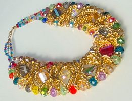 KETTE GLITZER HALSKETTE FUNKEL NEU STRASSSTEINE GOLD TOP