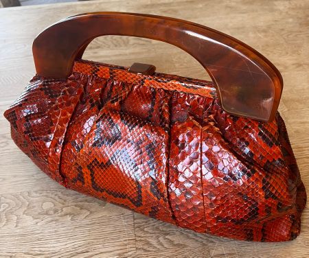 Handtasche_Pythonmuster_1940 bis 50er_perfekter Zustand
