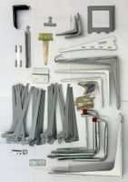 Metallwinkel, über 100 Stück, Grösste 35 x 40 cm