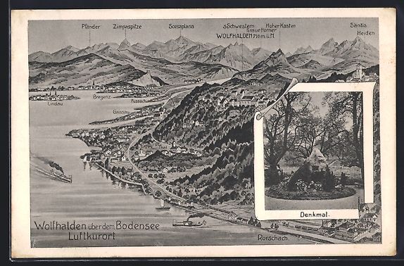 Ansichtskarten: Wolfhalden, Totalansicht mit Bodensee, P – Gebraucht aus Berlin von bartko-reher