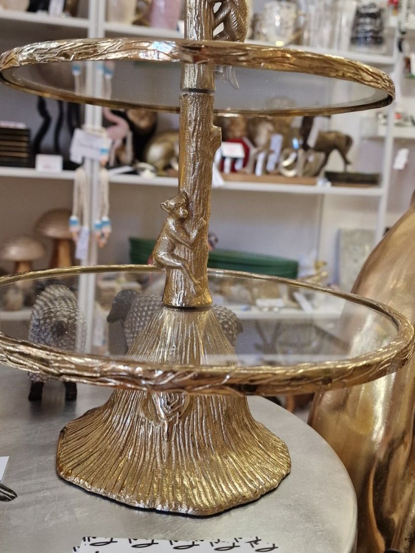 Piatti di portata: Etagere in Goldoptik mit kleinen Äffchen – Nuovo e nell'imballaggio originale da Schaffhausen venduto da AtelierPudesco 2