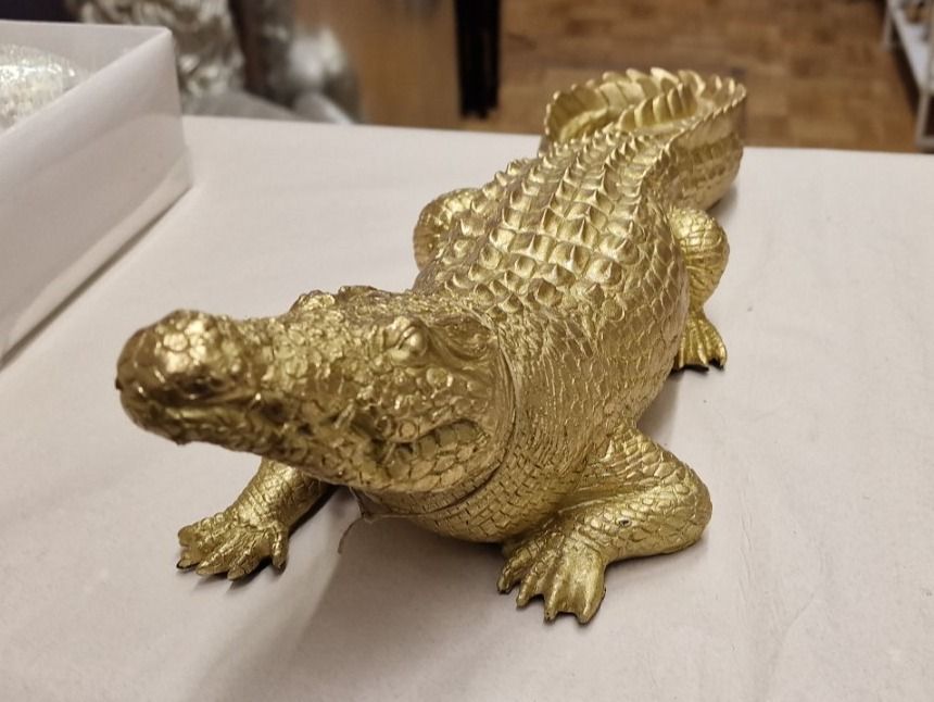 Statuette: Gold Krokodil – Nuovo e nell'imballaggio originale da Schaffhausen venduto da AtelierPudesco 1
