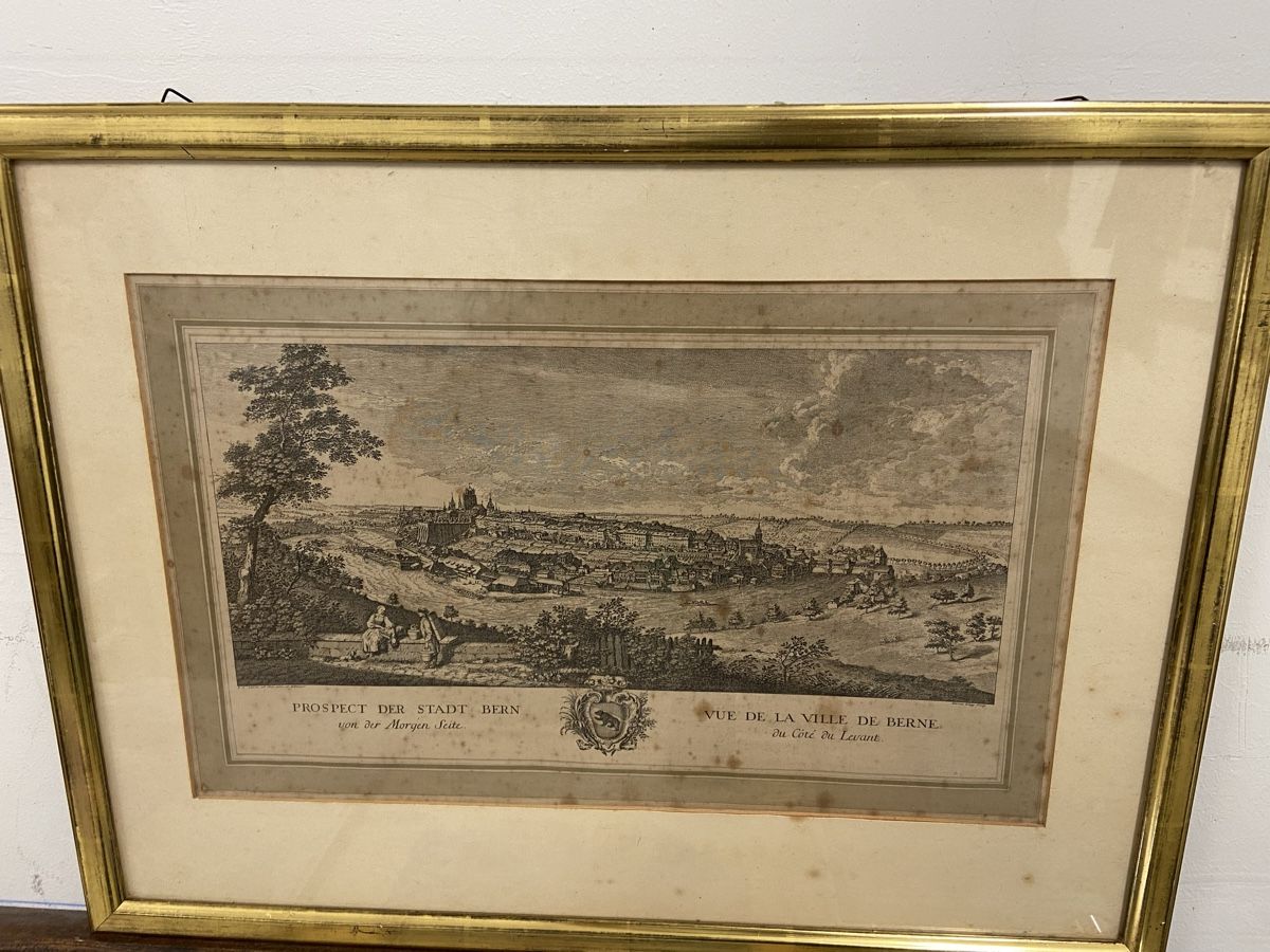 Incisioni: Antiker Stich "Prospect der Stadt Bern" gerahmt – Usato da Dietikon venduto da brocki-eyra 9