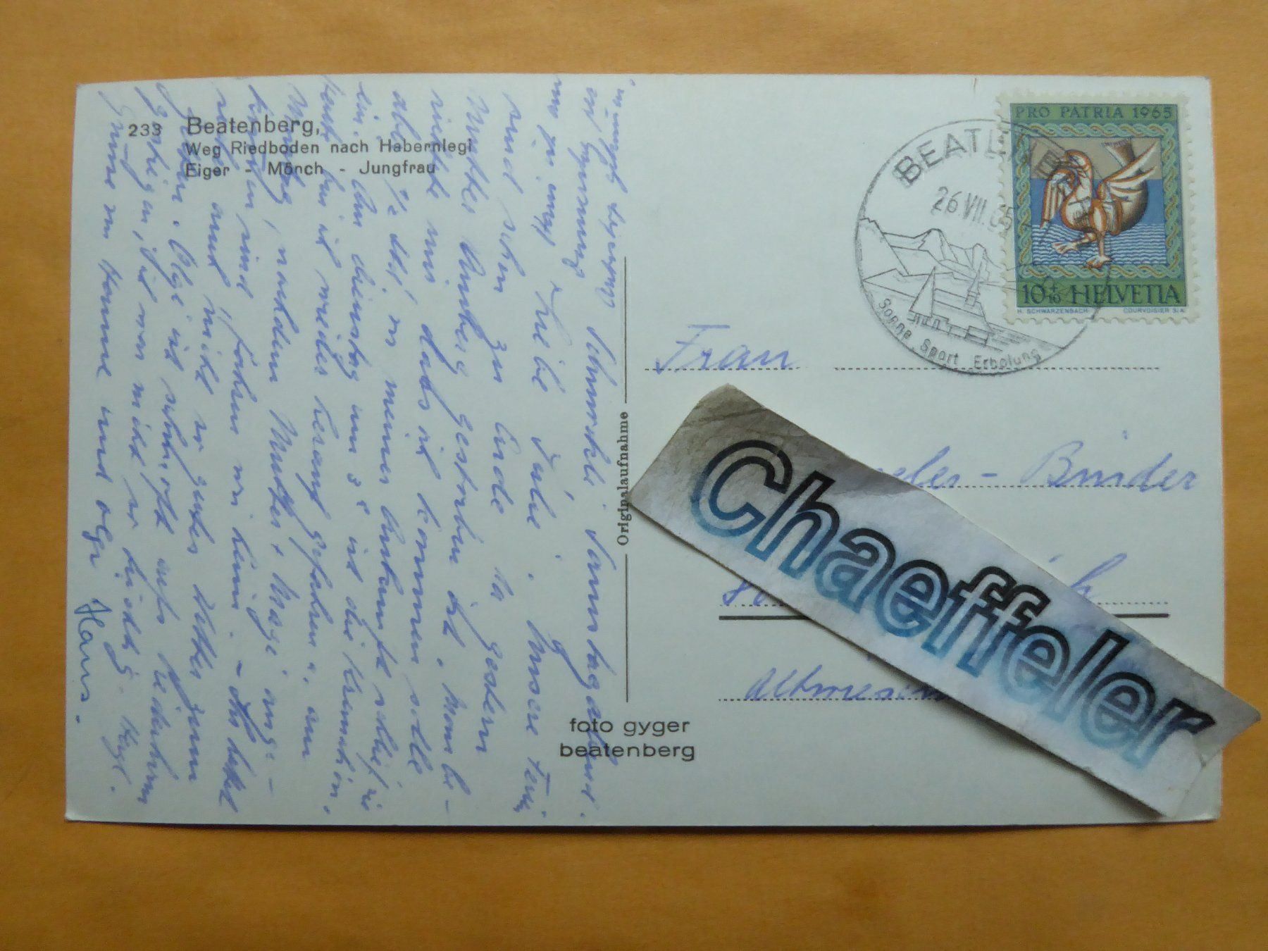 Ansichtskarten: 1965 Beatenberg – Gebraucht aus Zürich von Chaeffeler 1