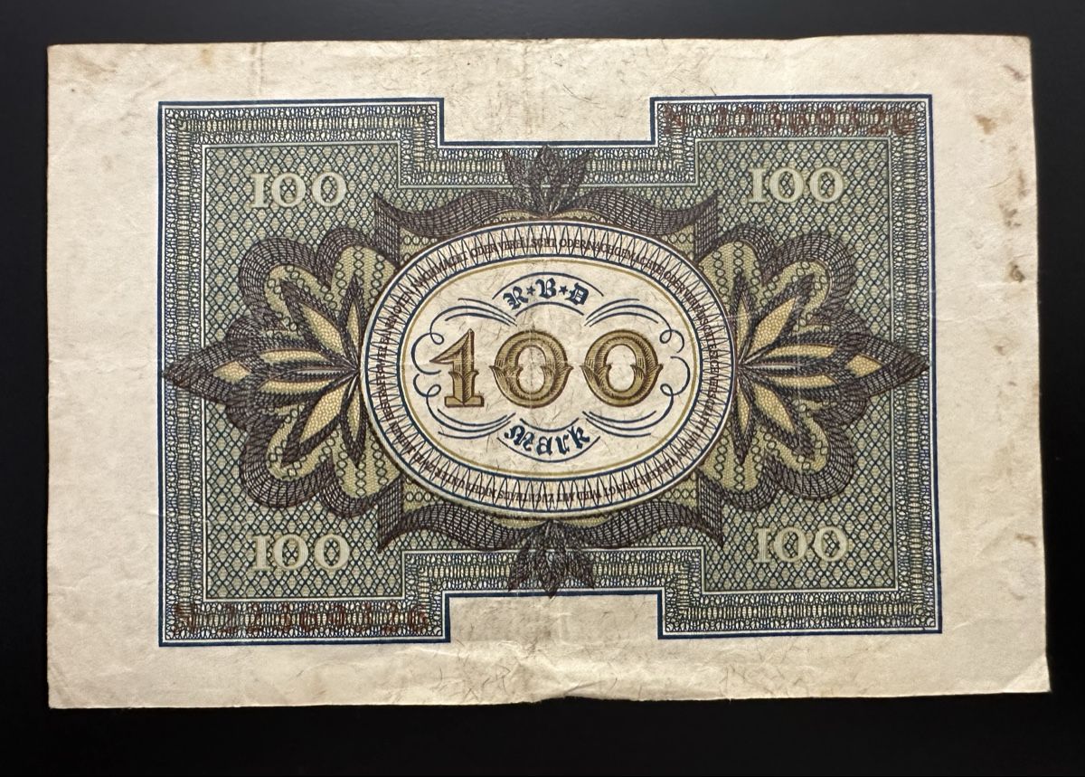 Banknoten: Reichsbanknote 1920 Hundert Mark – Gebraucht aus Watt von Coins13 1