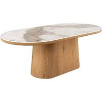 Esstisch oval Onya Keramik Marmoroptik weiss