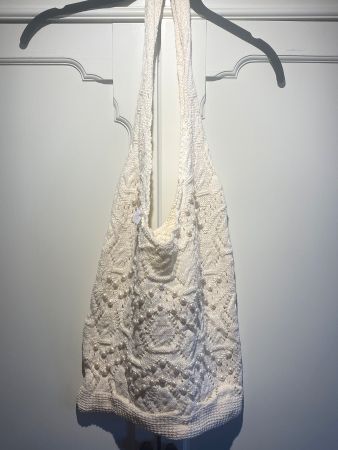 SHABBY CHIC STOFF TASCHE MIT PERLEN