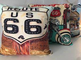 SONDERPREIS ‼️ 3er Pack! Kissenbezüge Route66 USA neu