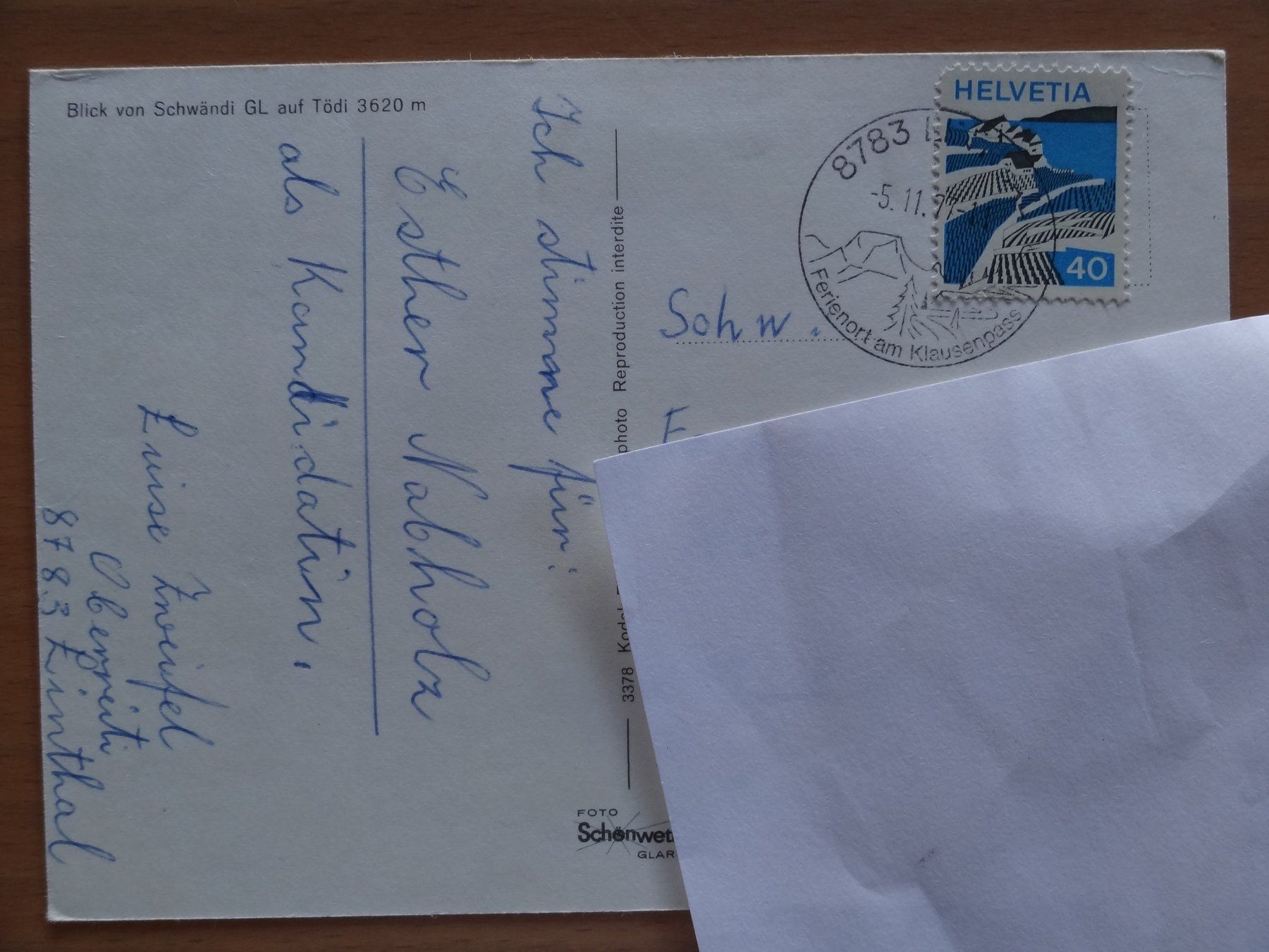 Cartoline postali: Schwändi - GL - 1977 – Usato da St Léonard venduto da Riglin 1
