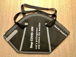 Schwarze Design Tasche, wie neu, Stop Covid-19V