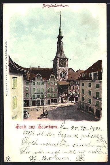 Cartoline postali: Solothurn, Zeitglockenturm zwischen der  – Usato da Berlin venduto da bartko-reher