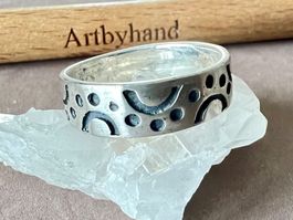 Silber Bandring 925  - modernes Ornament-Design - UNISEX G64