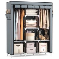 Stoffschrank Grau 2 Stangen 8 Fächer
