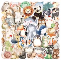 50 Aufkleber Sticker - Aquarell Tiere