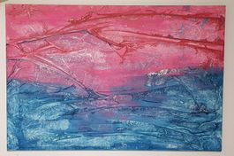 Acryl-Bild auf Leinwand in intensiven Rot-Blautönen