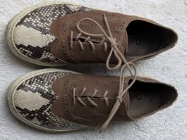 Gabor Damen Schnürschuhe braun Schlangenmuster 38-39