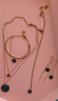 4-teiliges Swarovski Schmuck-Set Gold / Dunkelblau