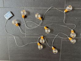 Lichterkette Glühbirnenform warmweiss batteriebetrieben
