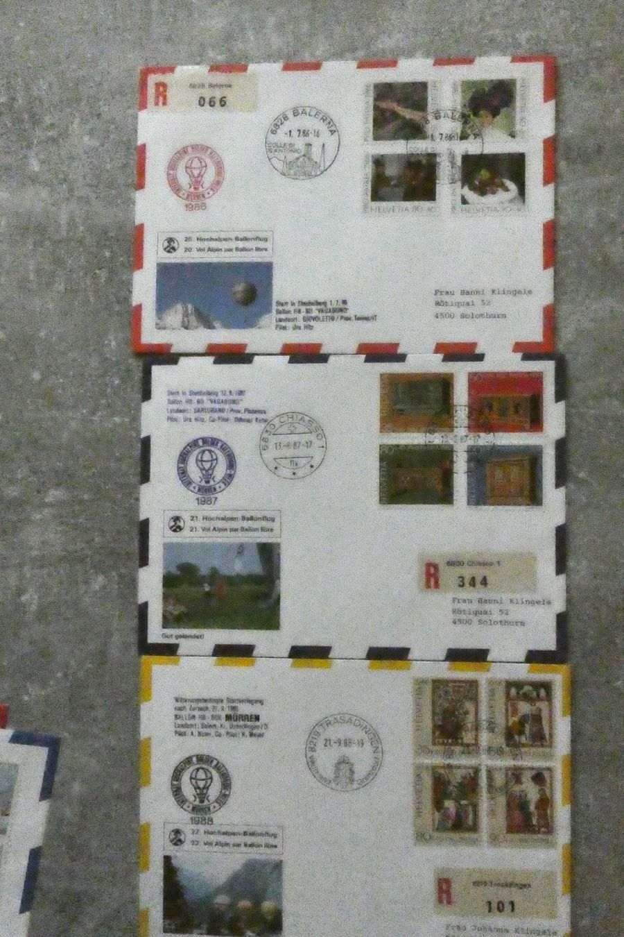 Tutti i francobolli: 10 Briefe Hochalpinen Ballonflug – Usato da Niederglatt ZH venduto da Fischer_stamps 2