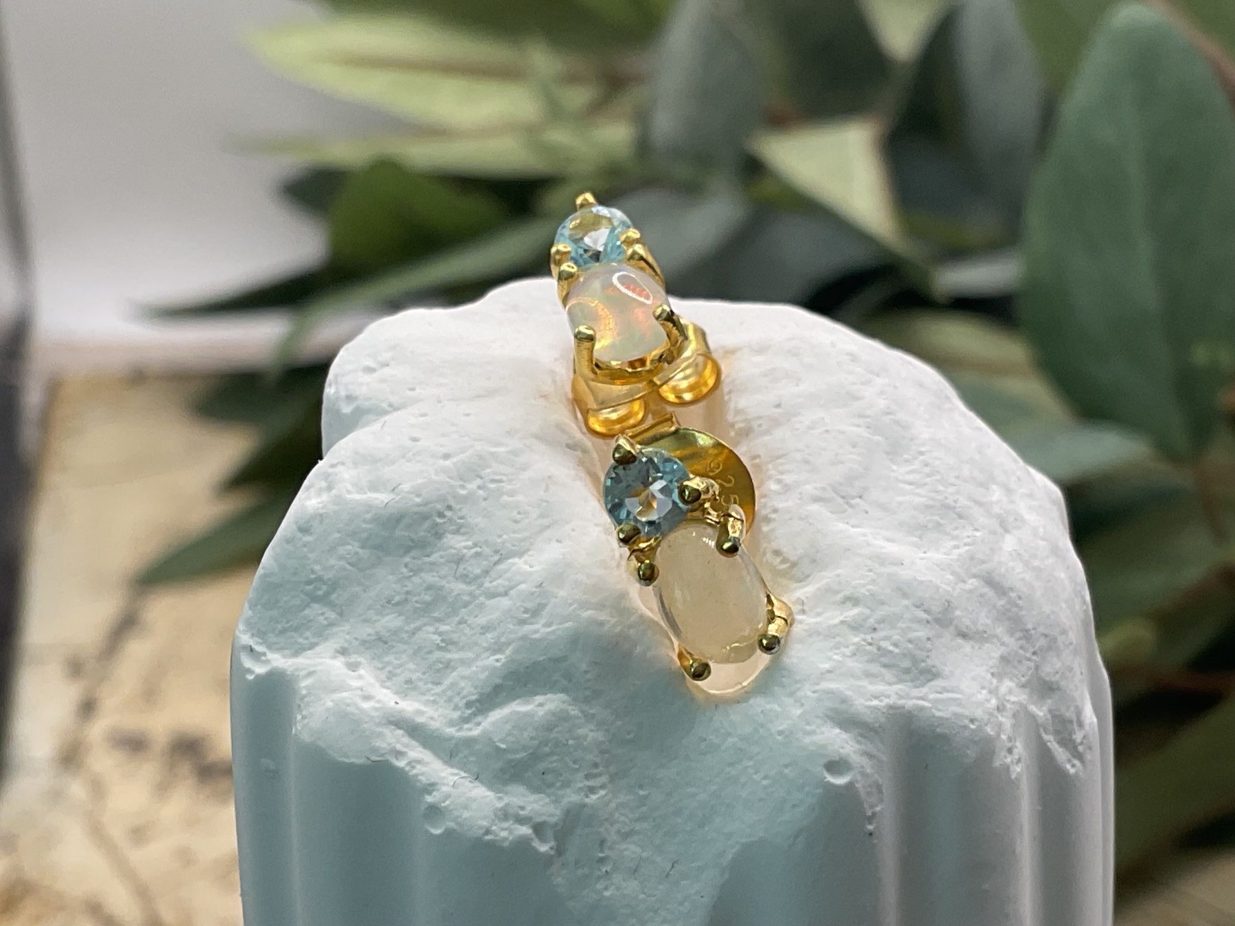 Orecchini pendenti & Orecchini a lobo: Ohrstecker mit Opal und Tops, Sterlingsilber – Nuovo (secondo la descrizione) da Luzern venduto da S.Kern01 4