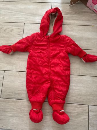 Warmer Winteroverall, Gr. 80 mit Handschuhe & Schuhen, rot