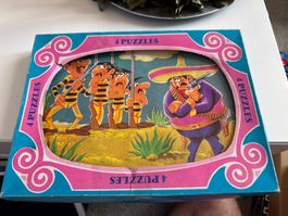 Lucky Luke Puzzle, 4er Set, Vintage, Western Komplett