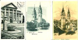 Winterthur ZH  3 AK 2x Stadtkirche + Museum 1908 - 1937